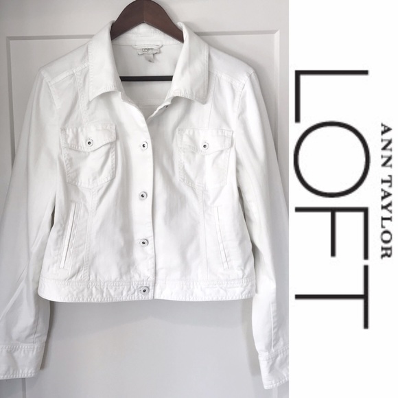 ann taylor white denim jacket